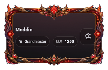 Grandmaster player card border with an ornate red-gold frame around Maddin's ranked profile card.