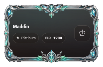 Platinum player card border with a cool blue metallic frame around Maddin's ranked profile card.